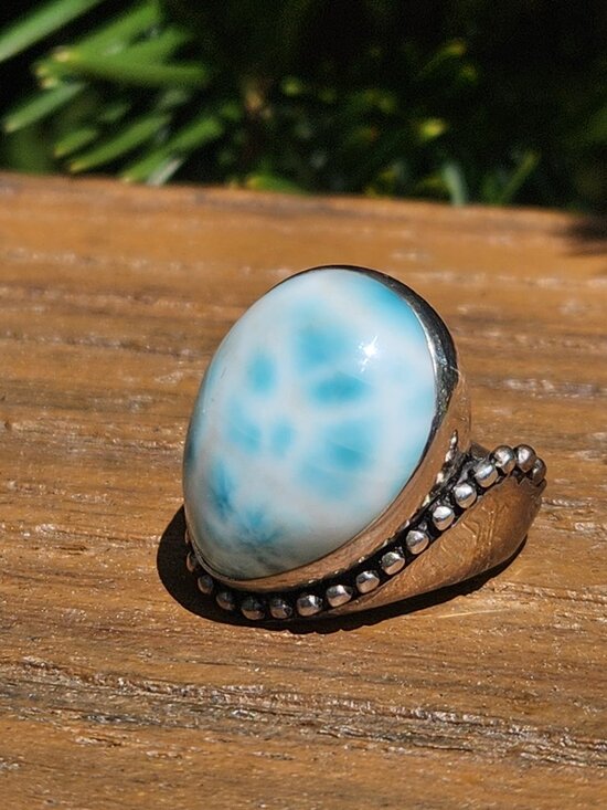 Sajen Jewelry - Sajen 925 Sterling Silver Blue White Larimar Ring Size 8